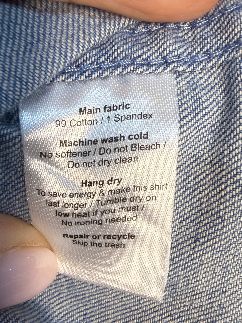 Poncho Men's Denim Button-Down Shirt in Light Blue - Picture 6 of 7